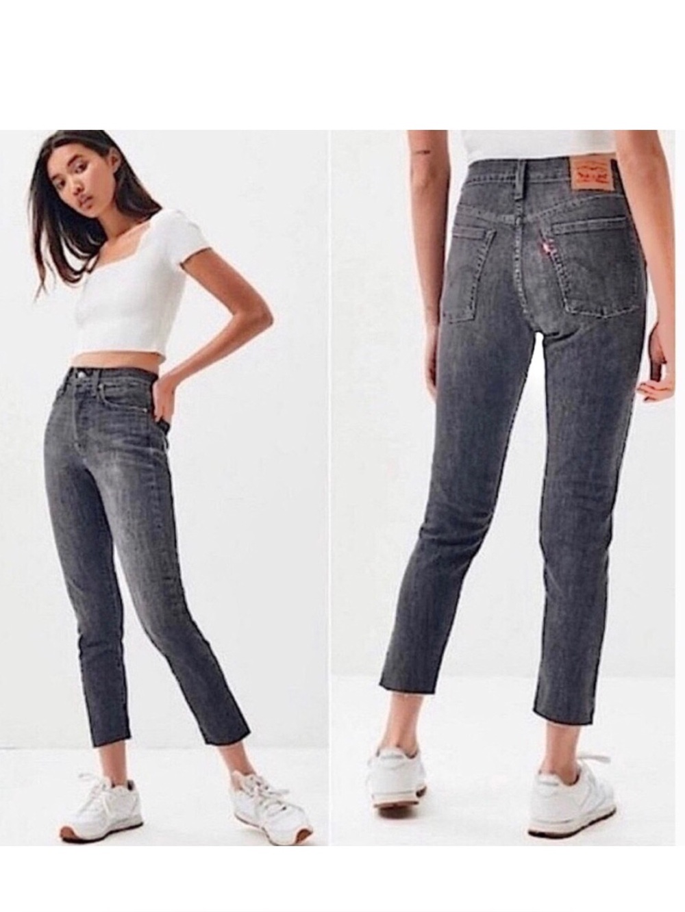 Levi’s 25 (0/1) Wedgie Skinny Women’s Jeans Gray Frayed Hems Button Fly Stretch